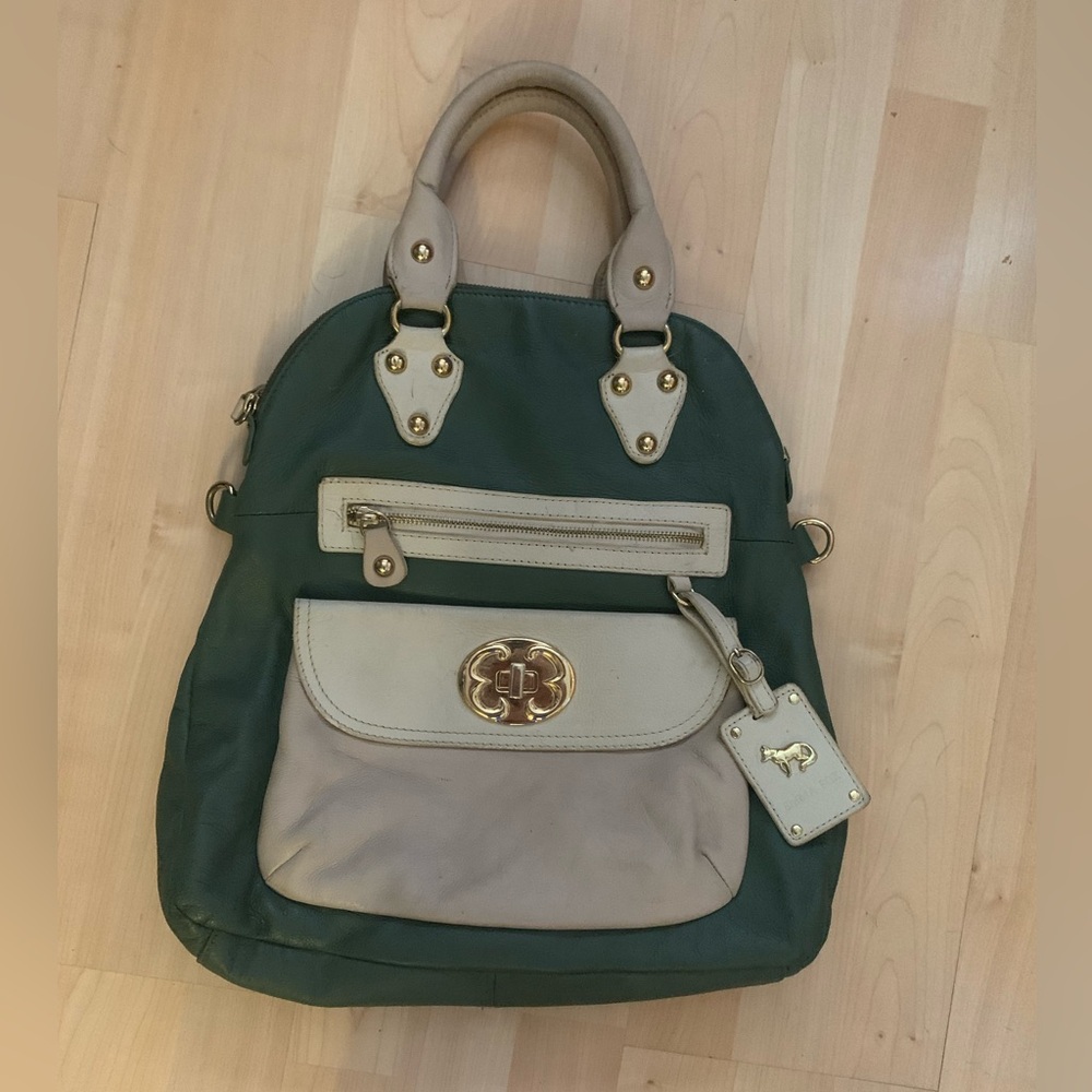 Emma Fox Genuine Leather Bag Green Beige